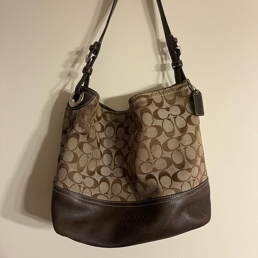 Coach Signature Canvas & Leather Tote 2156